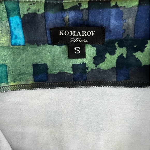 Komarov Evening Cocktail Dress Rare Vintage Abstract Stretchy Short Sleeve - Picture 9 of 11